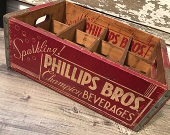 Very Rare Vintage 1941 Sparkling Phillips Bros Champion Beverages Wood Soda Crate Baltimore MD