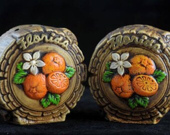 Florida Souvenir Salt and Pepper Shakers Vintage 1960s KITSCHY CUTE Pair