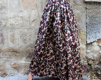 SALE ON 20 % OFF Floral Maxi Skirt / Long Skirt / Full Skirt / High Waisted Skirt / Maxi Skirt / Plus Size Skirt / Skirt with pockets