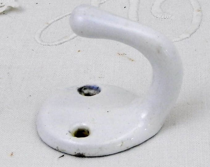 Vintage French Cast Iron White Enamel Hook, Industrial Entrance Hall Fixtures, Retro Enamelware Bathroom Decor, Shabby Chateau Chic Home Vintage French Cast Iron White Enamel Hook, Industrial Entrance Hall Fixtures, Retro Enamelware Bathroom Decor, Shabby Chateau Chic Home