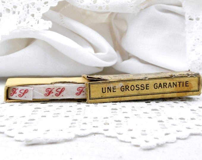 Antique 210 cm / 83 inches Unused French Fabric Laundry Labels Letters F L with Box, Clothes Initial Tags from France, Monogram Label