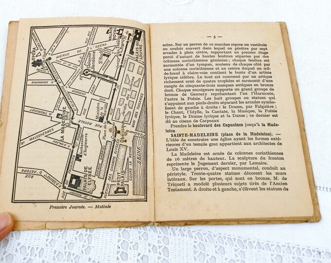 Antique French Tourist Street Guide of Paris and Versailles 64 Pages with Colored Map of the Metro Subway, Parisian Vacation Booklet