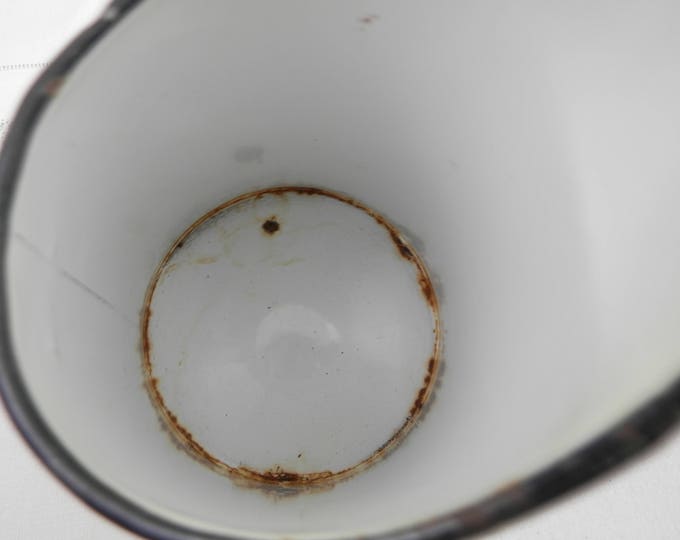 Antique French Buttercup Yellow Enamel Pitcher, Chippy Cottage Kitchen Enamelware Jug, French Country Chateau Shabby Chic, Vintage Decor