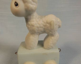 Vintage-1985--Precious Moments-Lamb-Number 1-Part Of The Birthday Train-For Baby