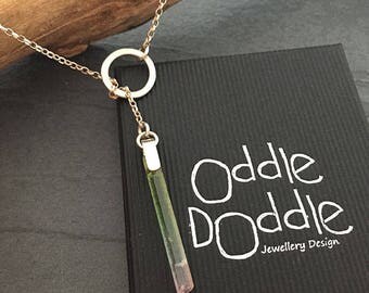 Watermelon Tourmaline Lariat Pendant