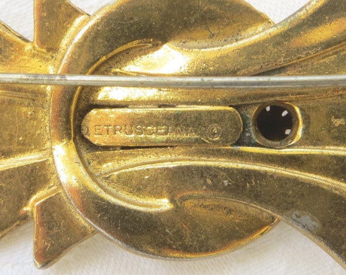 Vintage Etruscan Brooch, Rice-Weiner Etruscan Pin, Etrusceana 1940s, Thief of Baghdad Designers