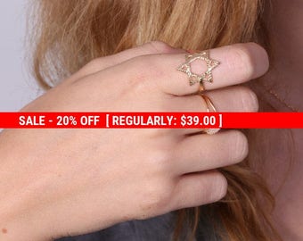 SALE 20% OFF Gold ring, star of David ring, Magen David ring, Jewish jewelry, jewish star - 20080