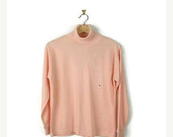 ON SALE Pale Pink/Pastel Pink High Neck Long sleeve T-shirt from 90's*