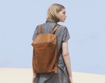 Sale, Brown Leather Backpack, Laptop Bag, Travel Bag, School Bag, Honey Brown Leather Bag, Handmade - Honey Brown Lou