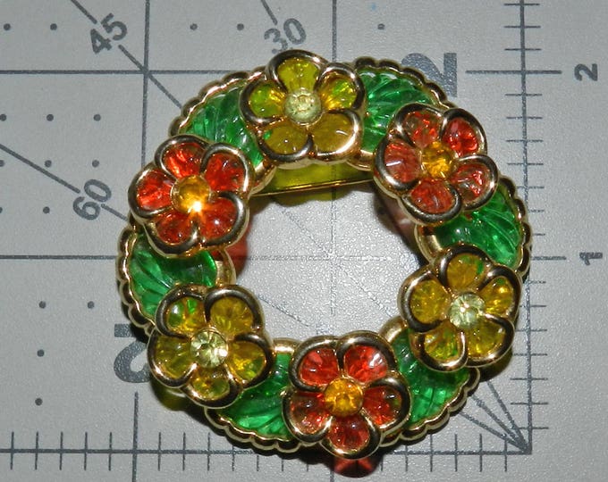 Vintage CORO Vintage Glass Floral Brooch Pin, Designer Spring Jewelry Jewellery, 1950s Mid century, Book Piece, RARE Collectible 1950s pin