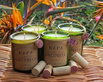 Candles made out of recycled wine bottles