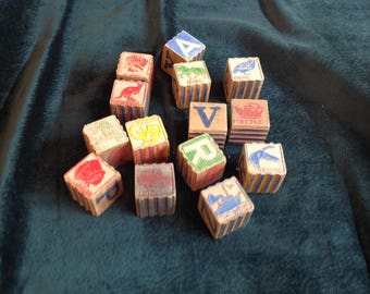 Vintage childrens wood blocks