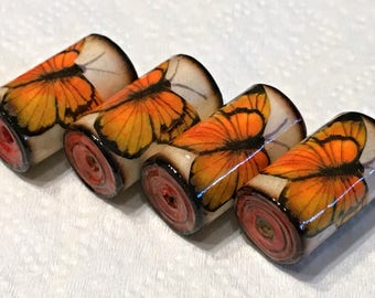 Paper Beads - Burnished Monarch Butterflies