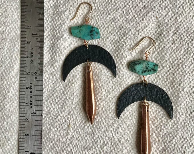 African turquoise . Crescent moon earrings . Crescent moon earrings . African turquoise earrings . Gifts under 50