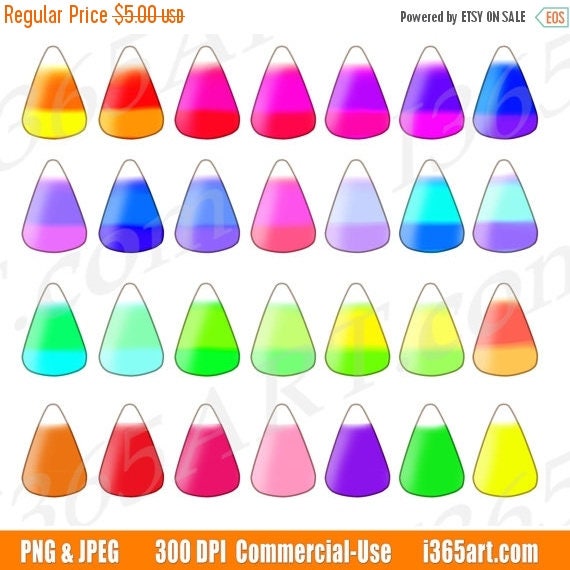 50% OFF Candy Corn Clipart, Colorful Candy Corn Clip Art, Halloween