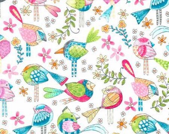 Michael Miller Fabrics - Tweet Me - CX7348-WHIT-D