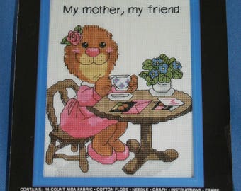 My Mother My Friend Counted Cross Stitch Kit Janlynn Suzys Zoo NIP New 5" x 7" New Unopened