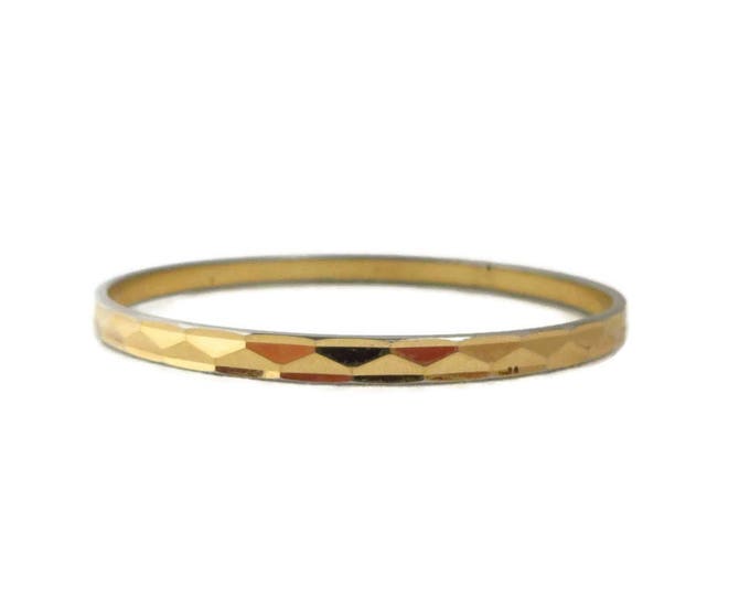 Vintage Monet Bangle | Gold Tone Triangle Pattern Skinny Bangle Bracelet