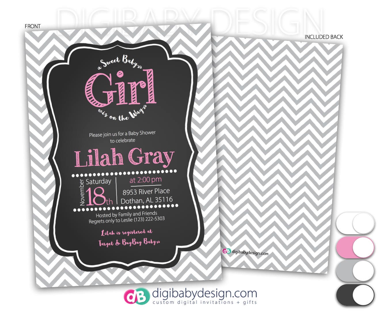 Chalkboard Baby Girl Baby Shower Invitation Unique Chalk and