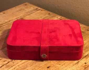 vintage red jewelry box case