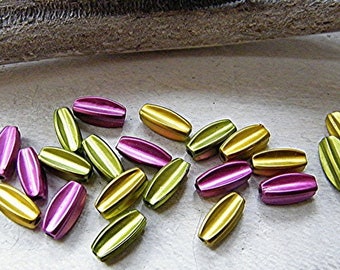 Mix of 10 synthetic metallic beads 13 x 5 mm