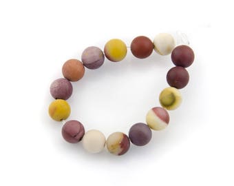 5 mineral beads, mat, round moukaite beads 6 mm, 5 pieces