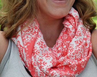 Nursing Scarf, Infinity Nursing Scarf, Nursing Cover, Breastfeeding Scarf, Infinity Nursing Cover,Coral Nursing Scarf