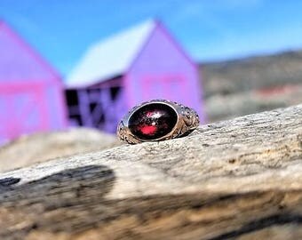 Antique Engagement Ring Garnet Unique Engagement Ring Vintage Engagement Ring Victorian Engagement Ring 16k Yellow Rose Gold