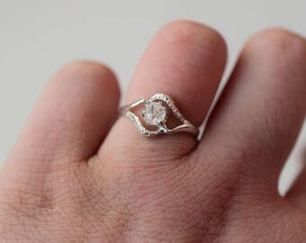 Art Deco Engagement Ring, Raw Diamond Ring, Sterling Silver Engagement Ring, Size 7, Avello, Gifts for her, Wife, Anniversary Inspirational