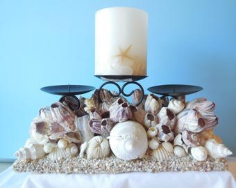 SeaShell Barnacle Candle Holder- Candle Holder-Shell Candle Holder-Beach Candle Holder-Beach Candle-Seashells