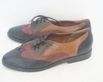 Vintage 90's Precis Multicolor Oxford Wingtip Loafers- Womens Size 8.5 B