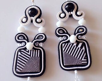 pendientes soutache 'black & white'