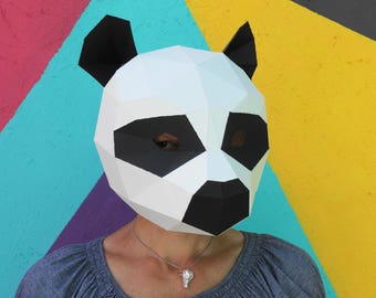 Panda Mask - Build your own animal mask from recycled card