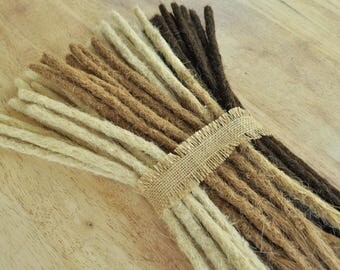 Human Hair Dreadlock Extensions + Free Dread Band, 16inches/40cm Long Crocheted Dreadlocks Extenders