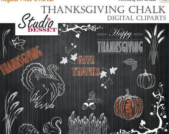 80% OFF - LIMITED TIME - Thanksgiving Clipart, Chalkboard Clip Arts, Chalk Turkey, Pumpkin, Fall Borders, Harvest Illustrations for Personal