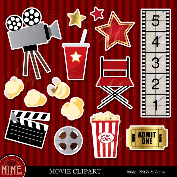 MOVIE THEME Clip Art / Movie Theme Sticker Clipart Downloads