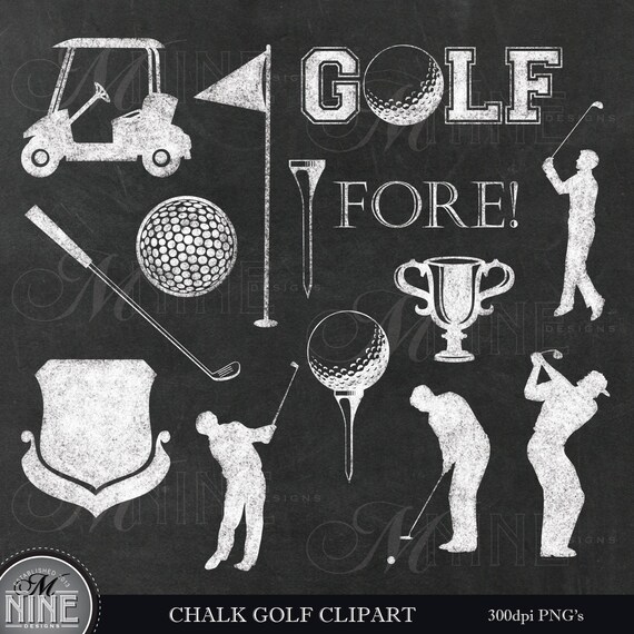 Chalk GOLF Clip Art / Chalkboard GOLF Clipart / Chalk Sports