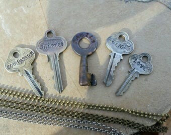 Vintage Key Necklace with 24" Chain Necklace.