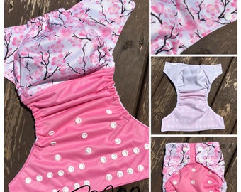 Diaper Pocket bone flowers/pink