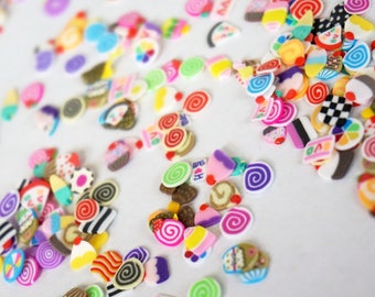 1000 PIECES 3D CUPCAKES Fimo Slice Polymer Clay Nail Art Decor Slime Cupcakes Small 1/4" Slime Making Cake Supply Nail Art Tips Decoration