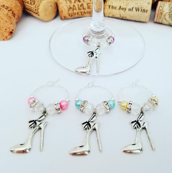 High Heel Wine Glass Charms Set of 4 Shoe Theme Party