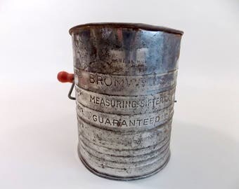 Bromwells Flour Sifter - Vintage Flour Sifter - Antique Kitchen Utensils - Red Kitchen Decor - Flour Measuring Sifter