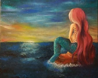 Mermaid oil painting | Etsy