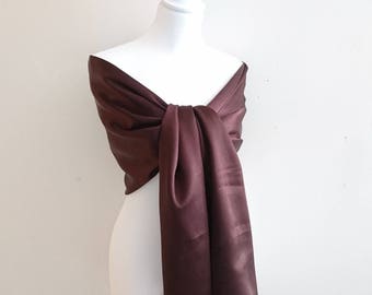 Stole Brown satin wedding/party/christening/cocktail/Christmas/holiday season 65/200 cm