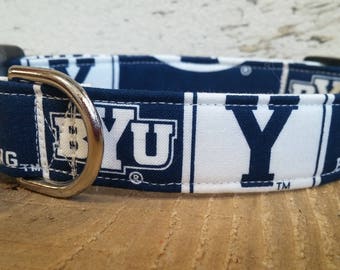 Brigham Young University Cougar dog collar, BYU dog collar, Brigham Young dog collar, BYU martingale collar, BYU dog collar and leash, dog