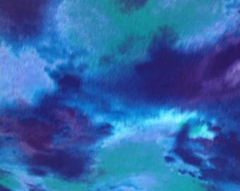 Cotton Flannel Fabric Choose Cut - Snuggle Flannel Deep Blue Tie Dye Blender for Quilting, Rag Quilts, Crafts, Royal Blue, Purple, Teal