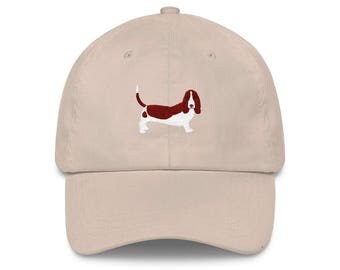Men's Basset Hound Embroidered Dad Hat - 100% Washed Cotton Baseball Cap With Adjustable Strap - View #9