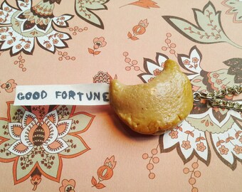 Polymer Clay Fortune Cookie Necklace