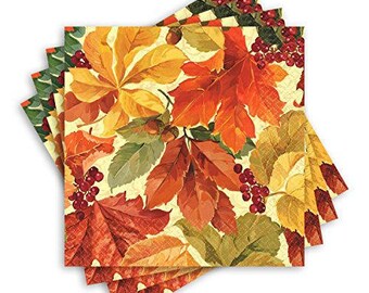 PAPER TABLE NAPKINS FOR CRAFT VINTAGE AUTUMN LEAVES DECOUPAGE TEA PARTIES 382