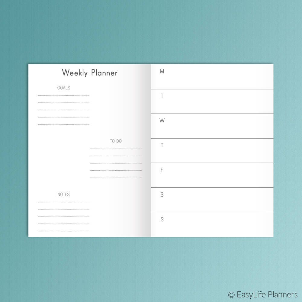 B6 Inserts TN Weekly Planner Inserts B6 Travelers Notebook